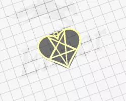 heart pentagram necklace earrings