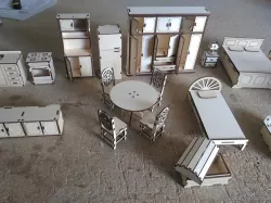 Laser Cut Wooden Dollhouse Furniture Set DXF DDR SVG  File