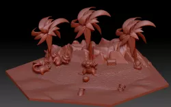 Pokémon diorama at the beach