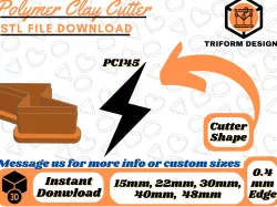 Polymer Clay Stud Cutter Lightning Bolt | 5 Sizes | Digital STL File | 3D Printing
