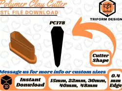 Polymer Clay Stud Cutter Long Diamond | 5 Sizes | Digital STL File | 3D Printing