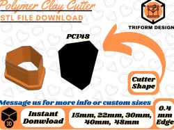 Polymer Clay Stud Cutter Square Gem | 5 Sizes | Digital STL File | 3D Printing