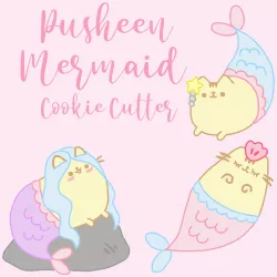 Pusheen Cat Mermaid - Pusheen Cat Mermaid - Cookie Cutter - 3 MODELS