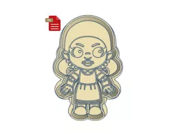 Red Light Green Light Robot Doll Cookie Cutter and Stamp