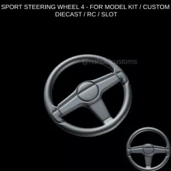 SPORT STEERING WHEEL 4 - FOR MODEL KIT / CUSTOM DIECAST / RC / SLOT