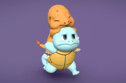 Squirtle helping Charmander