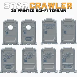 Star Crawler Terrain DELUXE Scifi Doors, NEMESIS, Zombicide - with EZ Print Supports