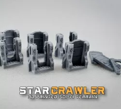 Star Crawler Terrain Scifi Doors, Zombicide Invader, Nemesis, Space Hulk - with EZ Print Supports