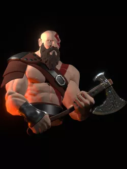 Stylized Kratos with Leviathan