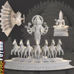 Surya - The Sun, with 7 horses & his Charioteer Aruna