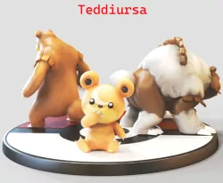 Teddiursa Ursaring Ursaluna Evolution - FAN ART - POKÉMON FIGURINE -POKEMON LEGENDS ARCEUS