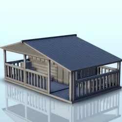 Wooden house with outdoor table (9) - Pacific War WW2 Jungle Island Medieval Palm Beach Vietnam Viet Cong Iwo Jima Laos Cambodia