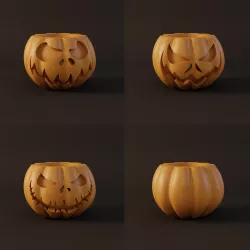 4 Pumpkin Halloween candle holders