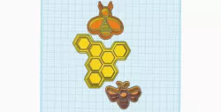Bee cutters, bees and honeycomb pattern Cookie cutter, Polymer Clay Cutter, earrings, SET 3 pcs