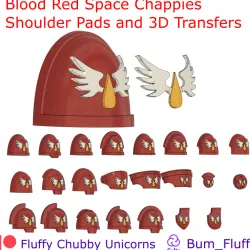 Blood Red Space Chappies Shoulder Pads and 3D Transfers - Blood Angels