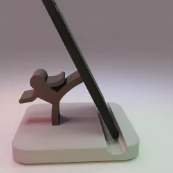 Boy Kicking Phone Stand