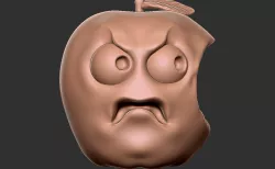Caricature of apple getting angry for being bitten