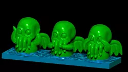 Cthulhu 3 wise monkeys chibi