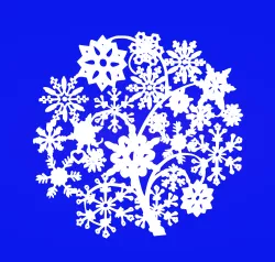 Decorative mural, snowflakes tree