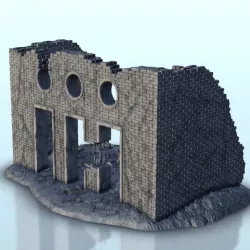 Destroyed brick hall 16 - Flames of war Bolt Action WW2 Modern Warhammer