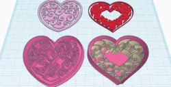 Floral heart cutter, heart printable stamp, Cookie cutter, Polymer Clay Cutter, earrings, Set of 2 pcs