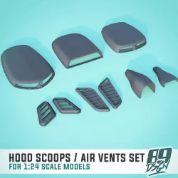 Hood scoops / Air vents pack for 1:24 scale model cars