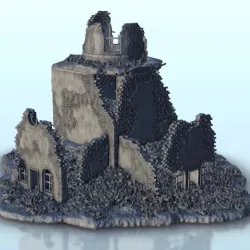 Large ruin with central tower 4 - Flames of war Bolt Action WW2 Modern Warhammer