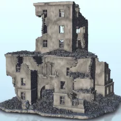 Large ruined building with central arch 1 - Flames of war Bolt Action WW2 Modern Warhammer