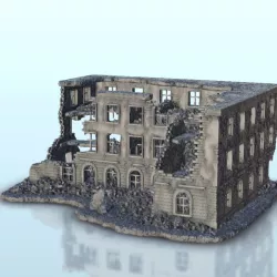 Large urban building in ruins 22 - Flames of war Bolt Action WW2 Modern Warhammer