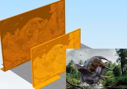Lithophane-Tyrannosaurus Rex kills Spinosaurus 270mm/200 mm
