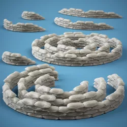 Round Sandbag Barrier - Resin 3D Print STL Files