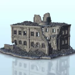 Ruined building with central tower 5 - Flames of war Bolt Action WW2 Modern Warhammer