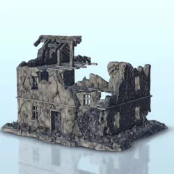 Ruined floored building 14 - Flames of war Bolt Action WW2 Modern Warhammer