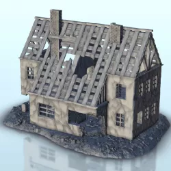 Ruined modern house 18 - Flames of war Bolt Action WW2 Modern Warhammer