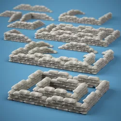 Square Sandbag Barrier - Resin 3D Print STL Files