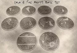 32mm Lava and The Abyss Bases (x12) - Dark and Evil Themed Set for Dungeons & Dragons, Pathfinder and more games.