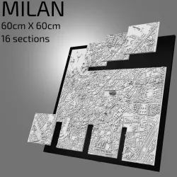 3D Milan | Digital Files | 3D STL File | Milan 3D Map | 3D City Art | 3D Printed Landmark | Model of Milan Skyline | 3D Art