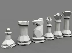 CHESS SET 3d LOW POLY STYLE