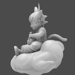 Dragon Ball Kid Goku WIth Bong On Cloud HIGH 3D print model