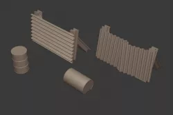 Gaslands Barrels and Sheet Metal Wall Set