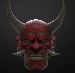 Japanese Hannya Mask Oni Demon Mask Samurai Mask 3D print model