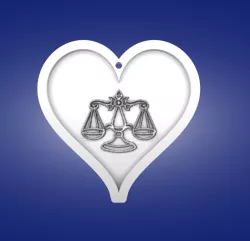 Key pendant, heart, Libra