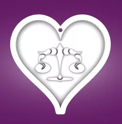 Key pendant, heart, Libra