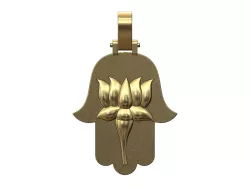 Lotus flower hand of fatima pendant with bail 3D print model