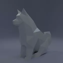 Low Poly Sitting Samoyed