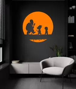master roshi, goku and krilin training silhouette