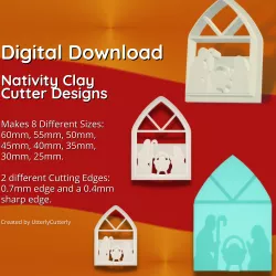 Nativity Scene Tile Clay Cutter - Christmas Winter STL Digital File Download- 8 sizes and 2 Cutter Versions