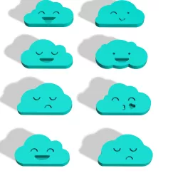POLYMER CLAY CUTTERS KAWAII CLOUDS X9 DESIGNS