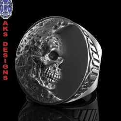 skull Ring jewelry Moon skull v1 stl file