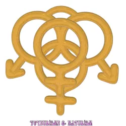 Swinger Necklace with Male and Female Symbols sex-wife NSW keychain  identify sign femJ-78 3d-print and cnc